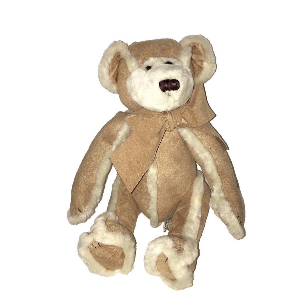 Bath & Body works suede brown tan cream gingerbread teddy bear plush‎ 8"-9"